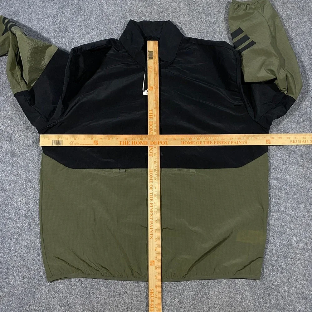 Adidas Future Icons 3-Stripes Woven 1/2 Zip Windbreaker Adult XL Green Black